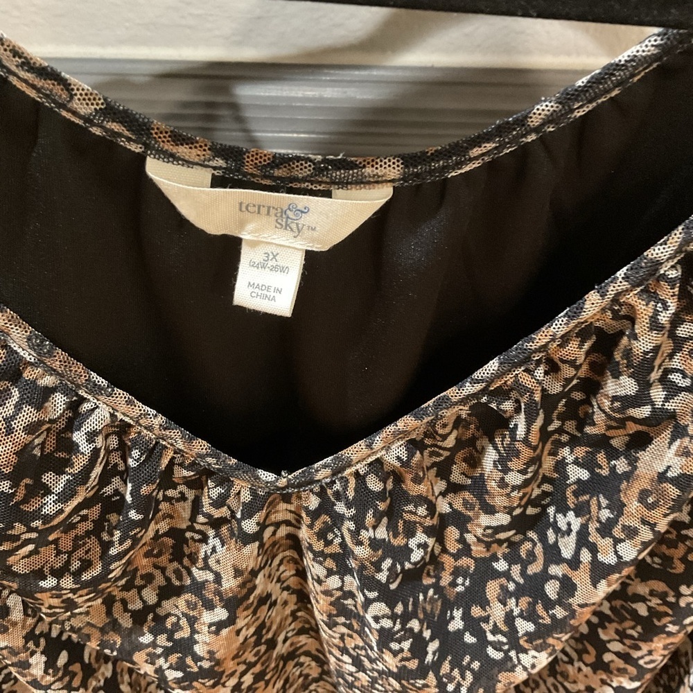Terra & Sky Leopard Print Sheer Blouse - Picture 2 of 6